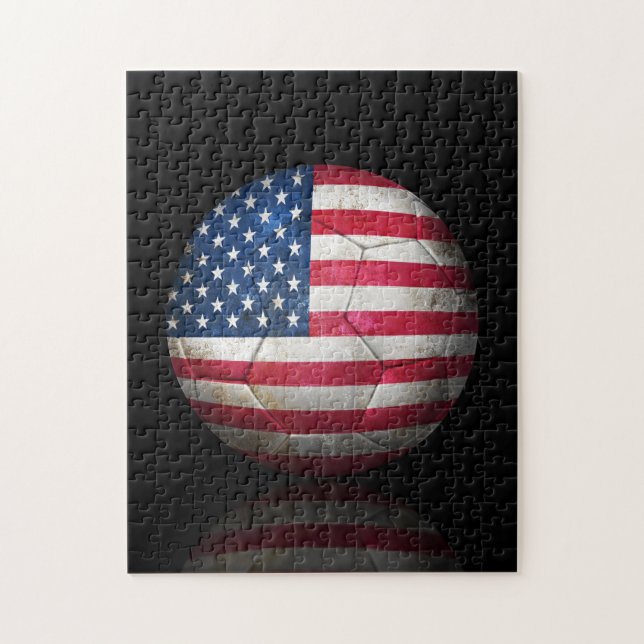 Worn American Flag Football Soccer Ball Jigsaw Puzzle (Vertical)