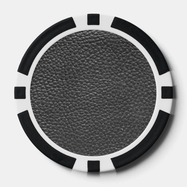 Worn Black Faux Leather Poker Chips (Front)
