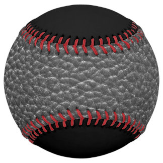 Worn Black Faux Leather Softball