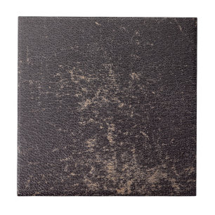 Worn Black Leather Background Tile