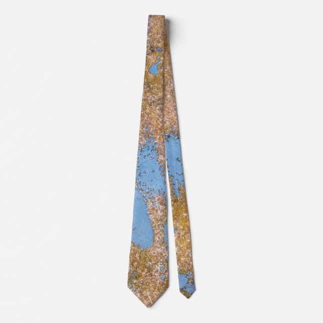 worn blue paint abstract on fiberglass tie (Front)