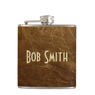 Worn Brown Leather Hip Flask
