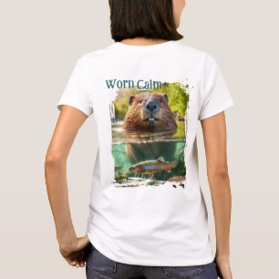 Worn Calm Deer & Beaver at Trout Creek Scene T-Shirt