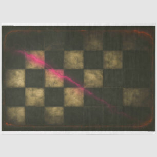 Worn Chequerboard with Magenta Streak Decoupage Tissue Paper