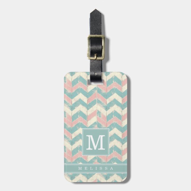 Worn Chevron Background Luggage Tag (Front Vertical)