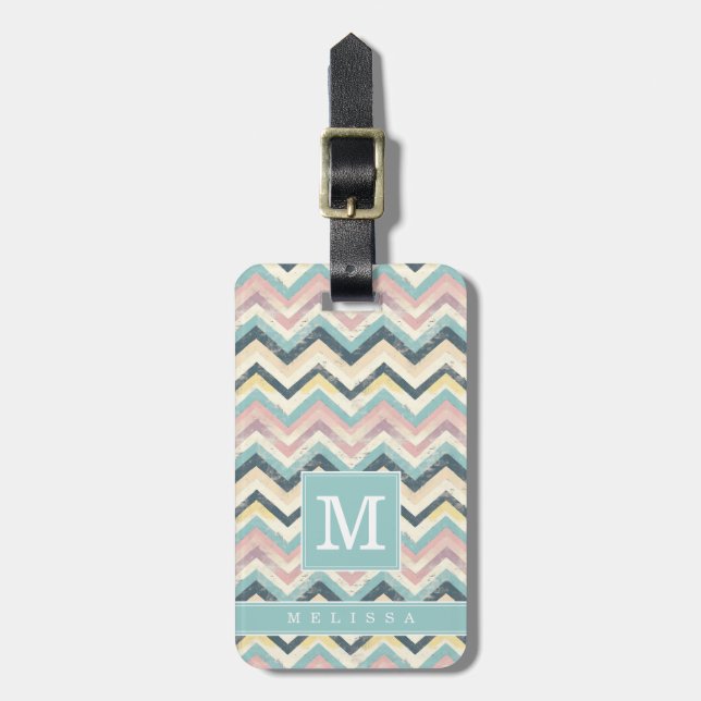 Worn Chevron Background Luggage Tag (Front Vertical)