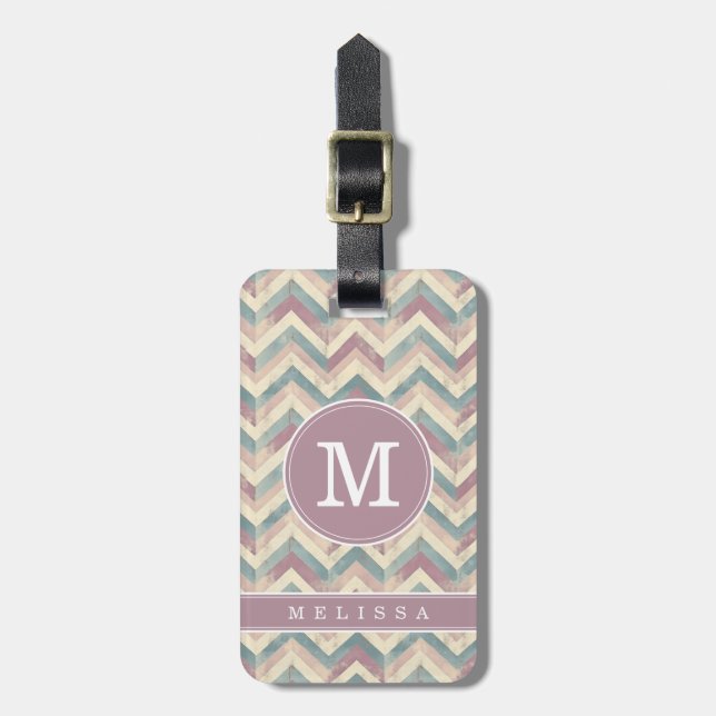 Worn Chevron Background Luggage Tag (Front Vertical)