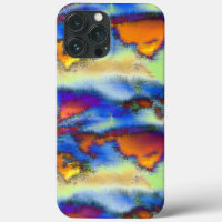 Worn clouds on orange, drizzled texture or offset