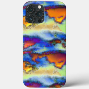 Worn clouds on orange, drizzled texture or offset iPhone 13 pro max case