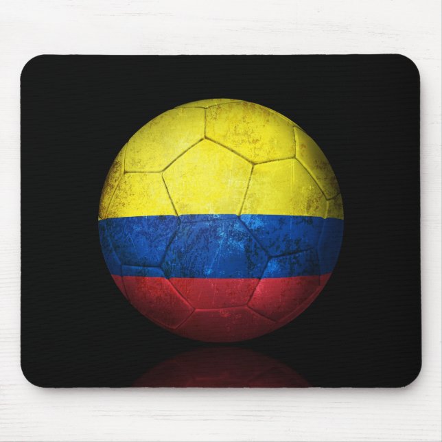 Worn Colombian Flag Football Soccer Ball Mouse Pad (Front)
