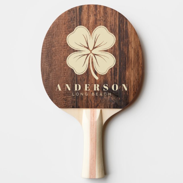 Worn Cutting Board Four Leaf Clover with Name Ping Pong Paddle (Back)