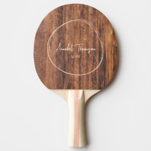 Worn Cutting Board Name in Drawn Circle Ping Pong Paddle