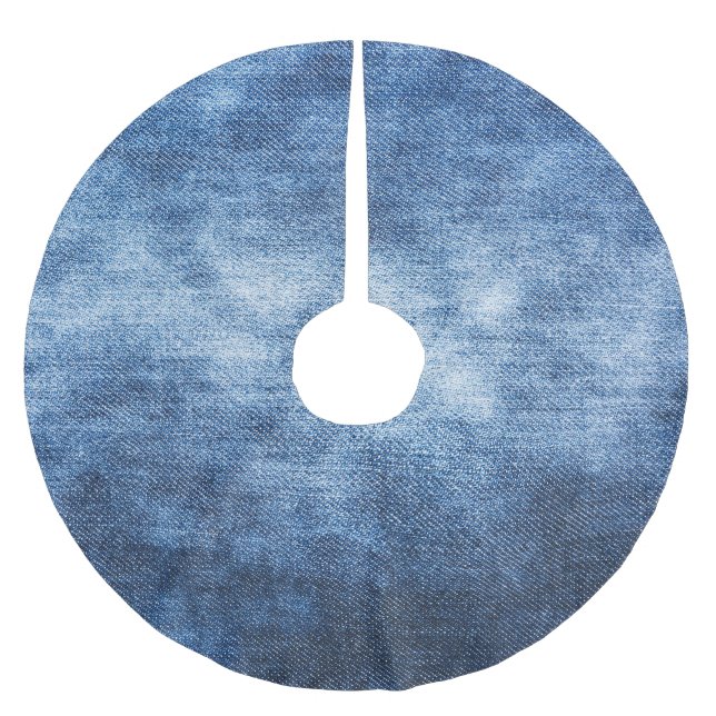 Worn denim fabric, textured background. brushed polyester tree skirt (Front)