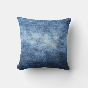 Worn denim fabric, textured background. throw pillow