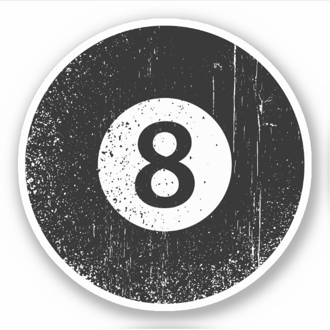 Worn, distressed grunge eight ball sticker (Front)
