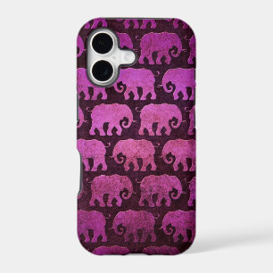 Worn Elephant Silhouettes Pattern, purple
