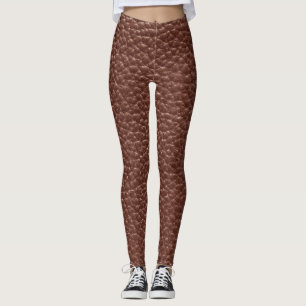 Worn Faux Brown Leather Leggings