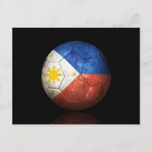 Worn Filipino Flag Football Soccer Ball Postcard