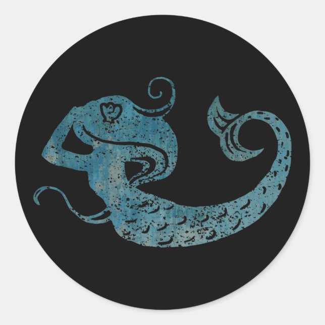 Worn Mermaid Classic Round Sticker (Front)