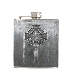 Worn Metal Cross Hip Flask