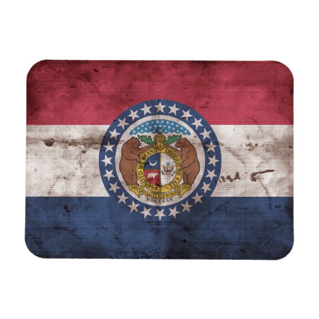Worn Missouri Flag; Magnet (Horizontal)