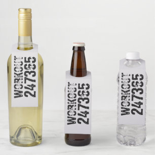Worn out and scratched text Workout 247365 black Bottle Tag