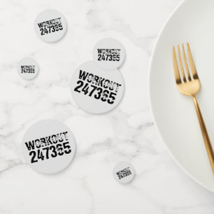 Worn out and scratched text Workout 247365 black Confetti