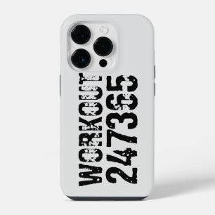 Worn out and scratched text Workout 247365 black iPhone 14 Pro Case