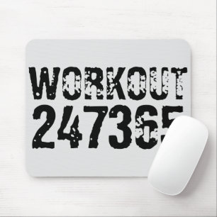 Worn out and scratched text Workout 247365 black Mouse Pad