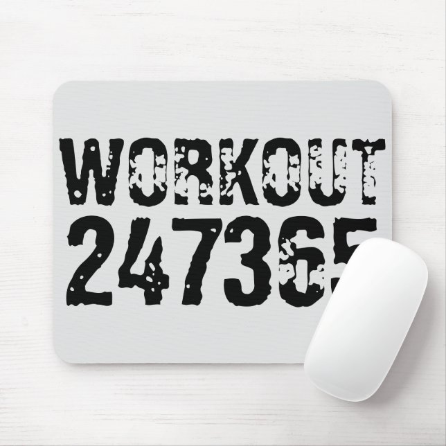 Worn out and scratched text Workout 247365 black Mouse Pad (With Mouse)