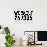 Worn out and scratched text Workout 247365 black