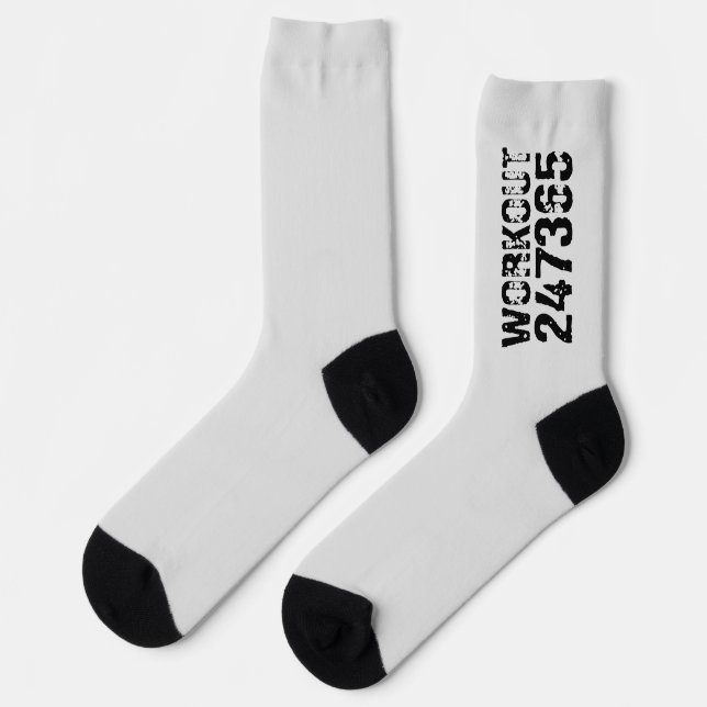 Worn out and scratched text Workout 247365 black Socks (Left)