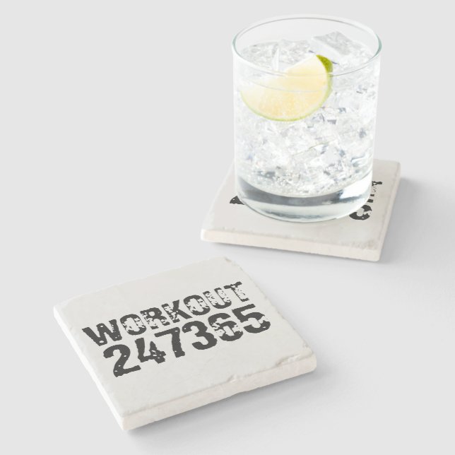 Worn out and scratched text Workout 247365 black Stone Coaster (Side)