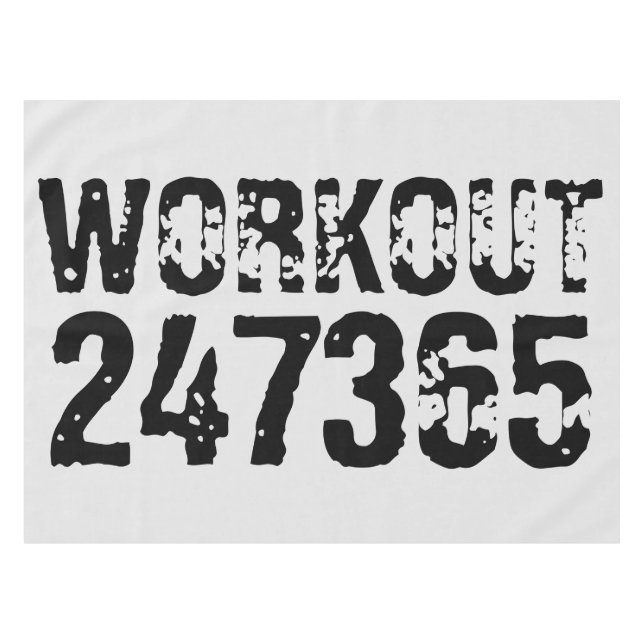 Worn out and scratched text Workout 247365 black Tablecloth (Front (Horizontal))