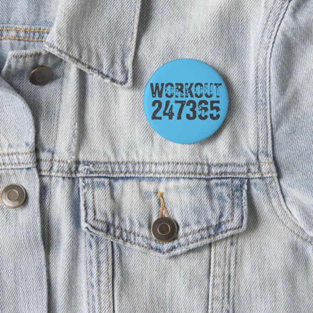 Worn out and scratched text Workout 247365 blue 2 Inch Round Button (In Situ)