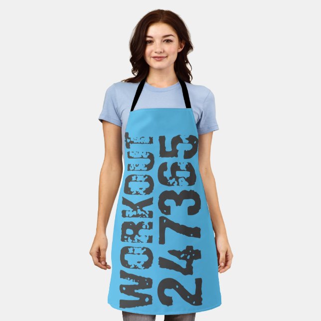 Worn out and scratched text Workout 247365 blue Apron (Worn)