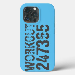 Worn out and scratched text Workout 247365 blue iPhone 13 Pro Case