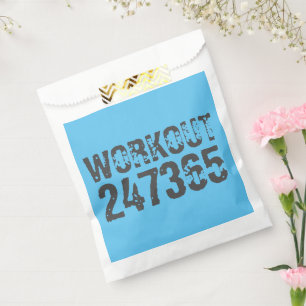 Worn out and scratched text Workout 247365 blue Favour Bag