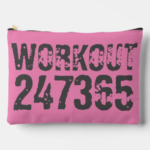 Worn out and scratched text Workout 247365 pink Accessory Pouch