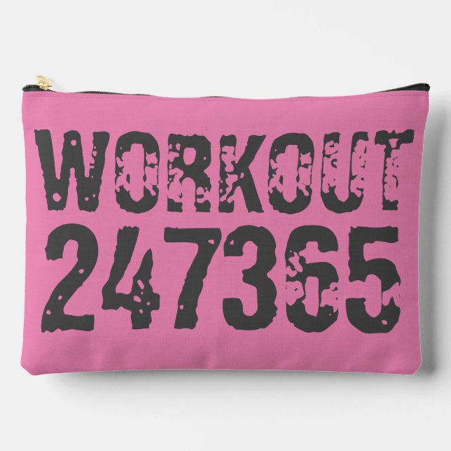 Worn out and scratched text Workout 247365 pink Accessory Pouch (Front)