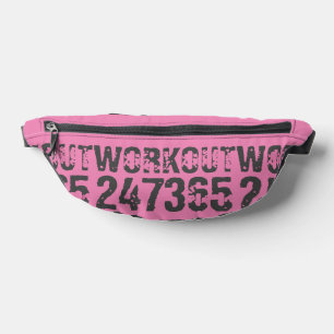 Worn out and scratched text Workout 247365 pink Fanny Pack