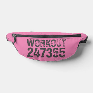 Worn out and scratched text Workout 247365 pink Fanny Pack