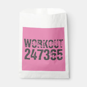 Worn out and scratched text Workout 247365 pink Favour Bag