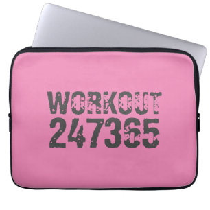 Worn out and scratched text Workout 247365 pink Laptop Sleeve