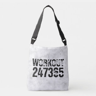 Worn out and scratched text Workout 247365 rustic Crossbody Bag