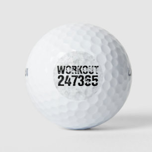 Worn out and scratched text Workout 247365 rustic Golf Balls