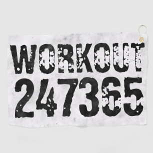 Worn out and scratched text Workout 247365 rustic Golf Towel