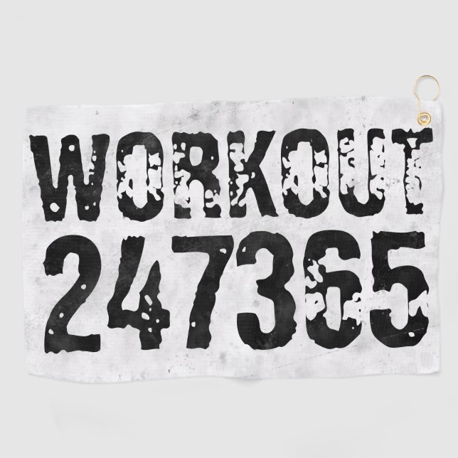 Worn out and scratched text Workout 247365 rustic Golf Towel (Horizontal)
