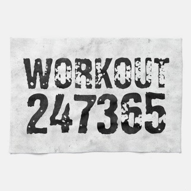 Worn out and scratched text Workout 247365 rustic Kitchen Towel (Horizontal)