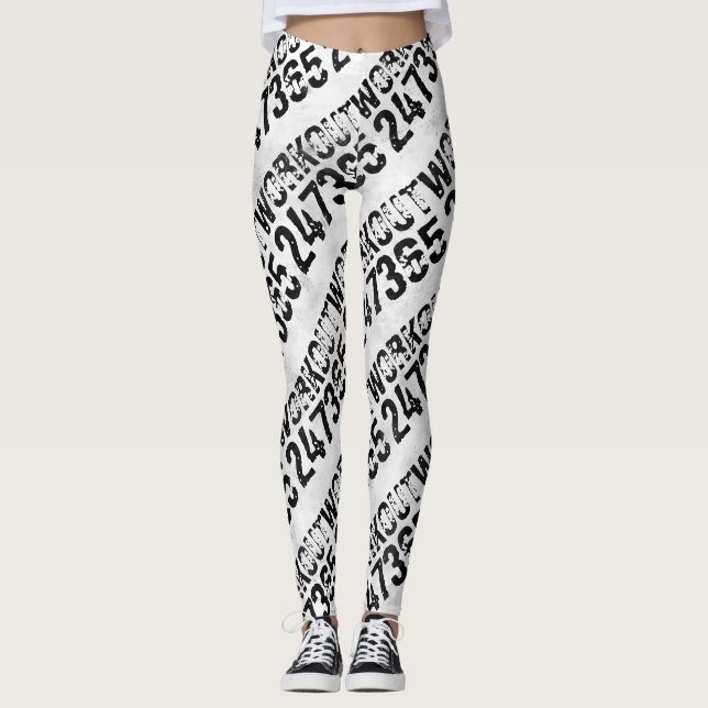 Worn out and scratched text Workout 247365 rustic Leggings (Front)